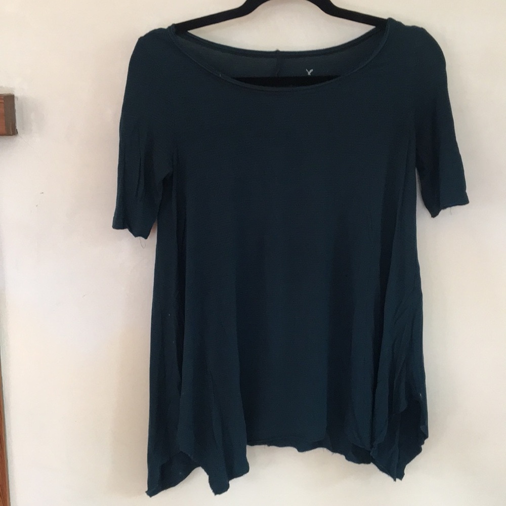 American eagle blue and black striped t shirt